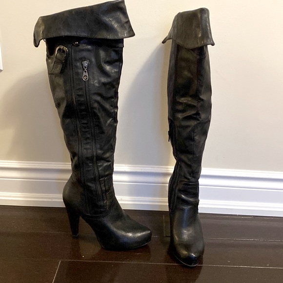 Over knee Guess high heels Modern black boot - Picture 2 of 8